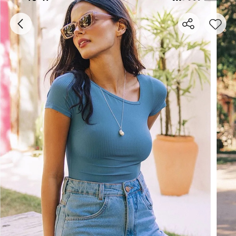 Cupshe Blue Ribbed Bodysuit